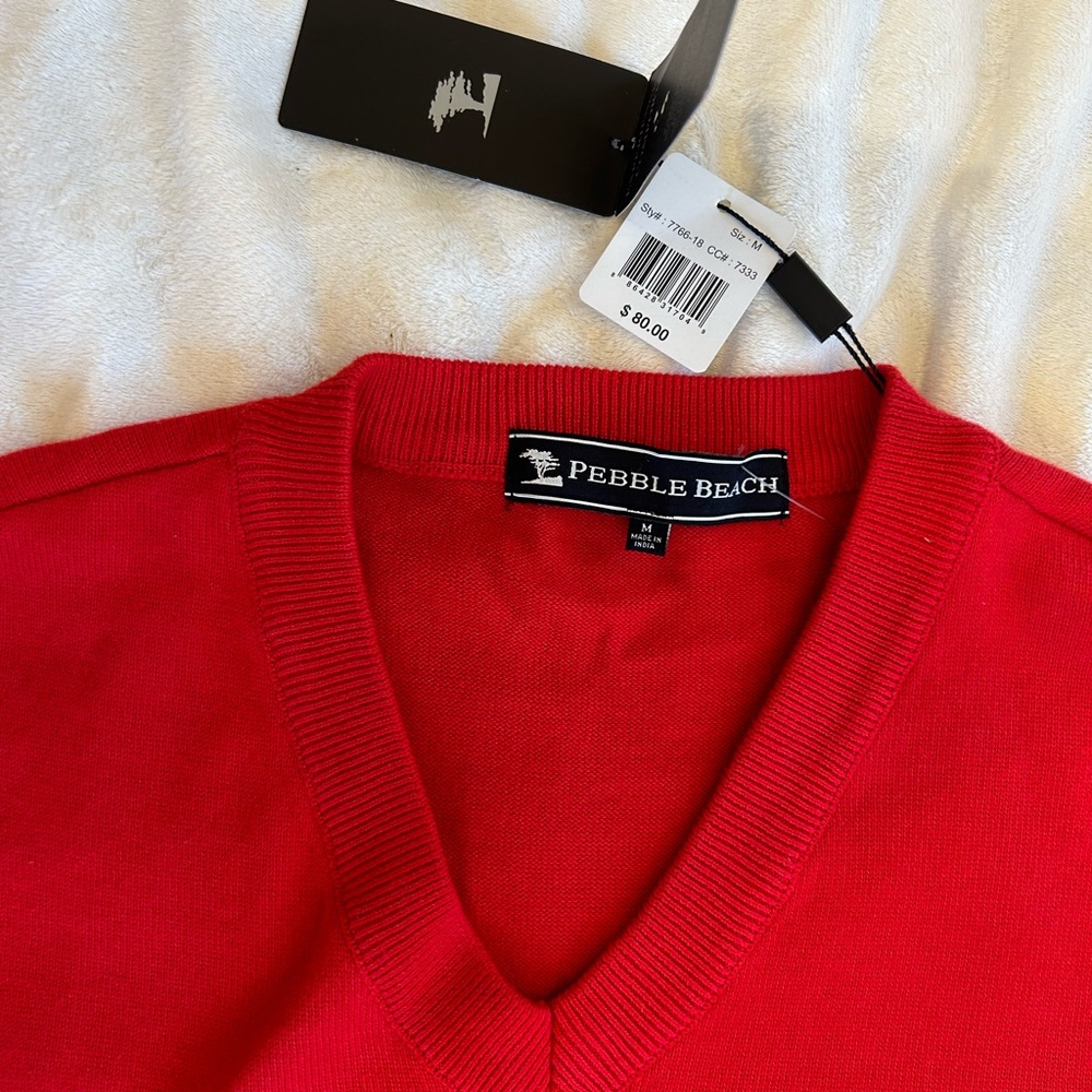Pebble beach golf sweater size medium red wool/cotton golf sweater